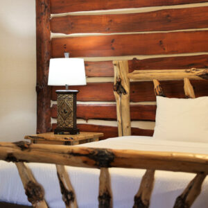 rustic log cabin bed