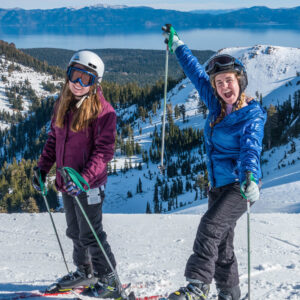 two young women on skis