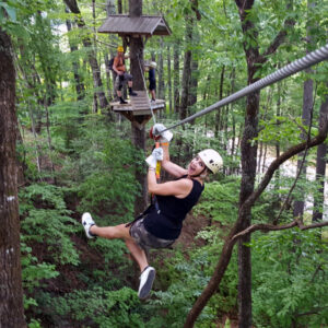 woman on zipline