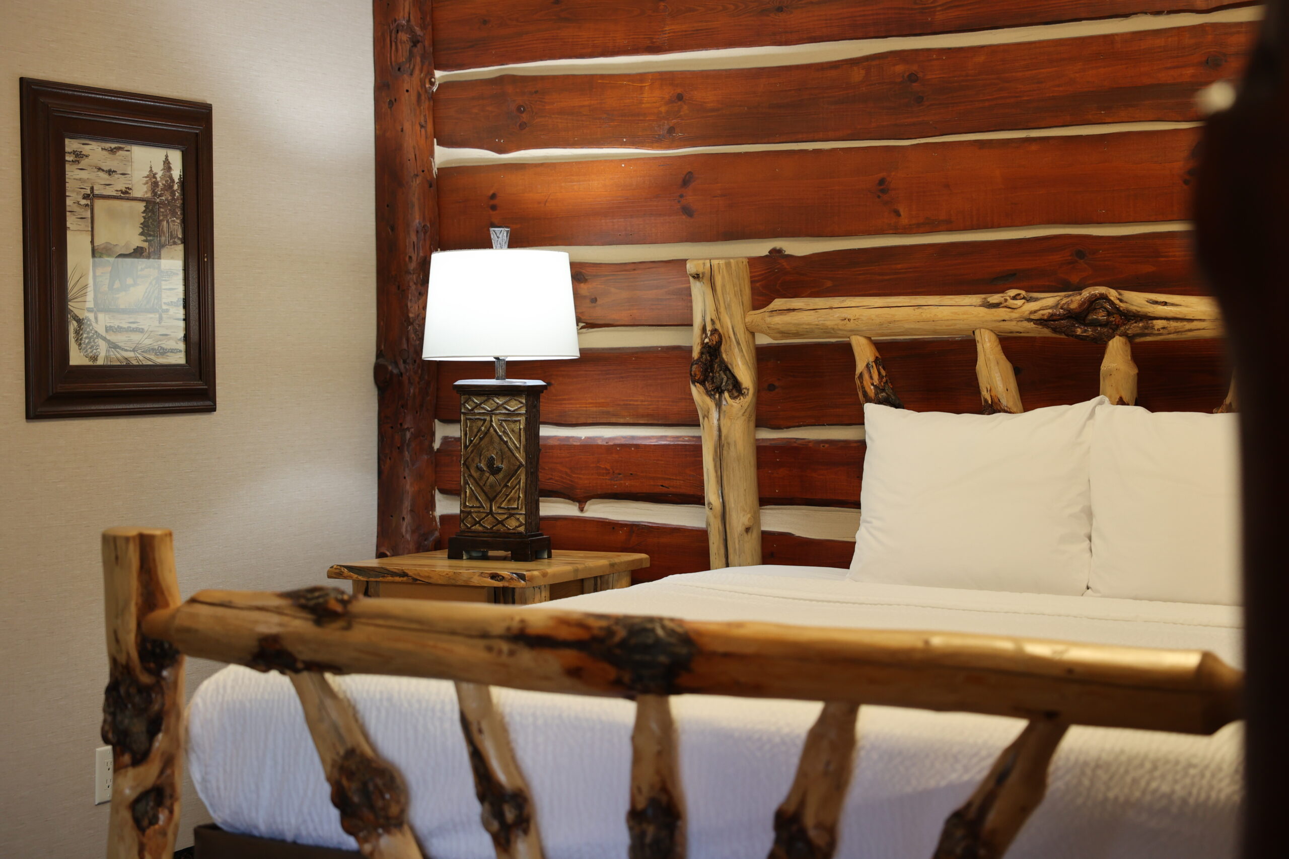 Wood and stone architectural detail in Johnston Iowa hotel