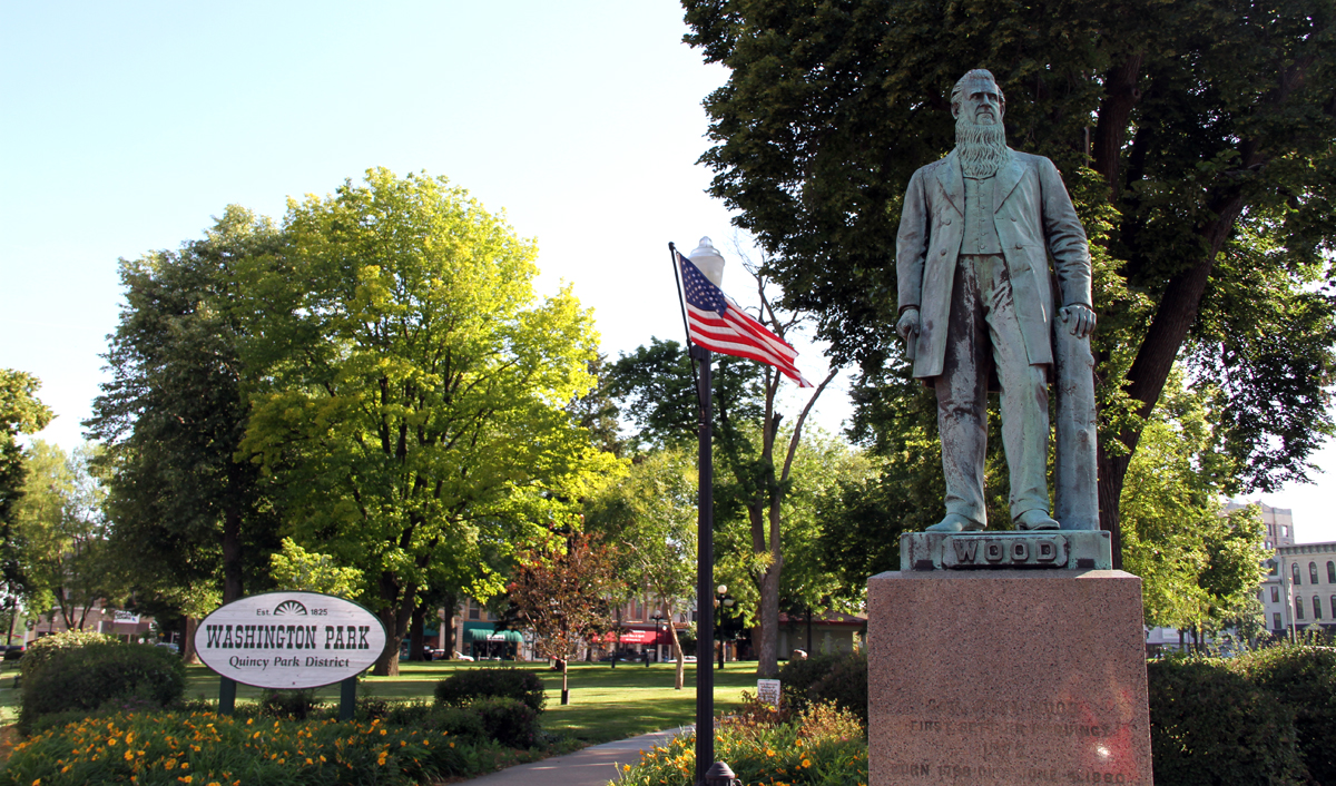 A view of Washington Park in downtown Quincy, IL
