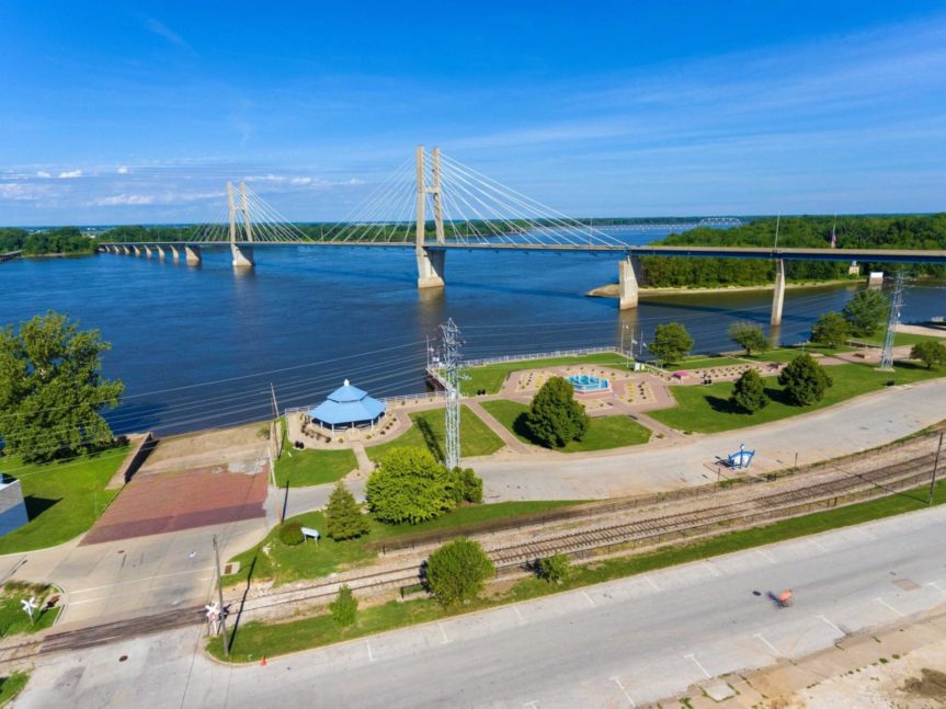 A view of the Quincy riverfront and Clat Adams Park