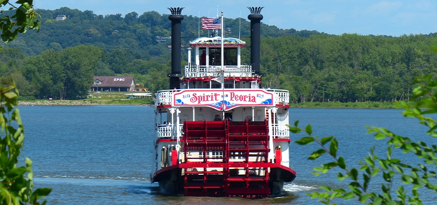 The Spirit of Peoria riverboat on the Illinois River