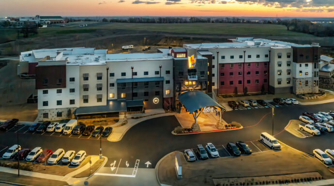 Stoney Creek Hotel in Broken Arrow, Oklahoma with rustic lodge-style exterior and welcoming entrance